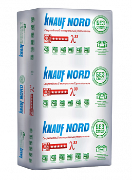 Теплоизоляция KNAUF NORD TS 033 Aquastatik, 1250х600х50 мм. - 12 шт., 9 м2 / 0,45 м3 (24)